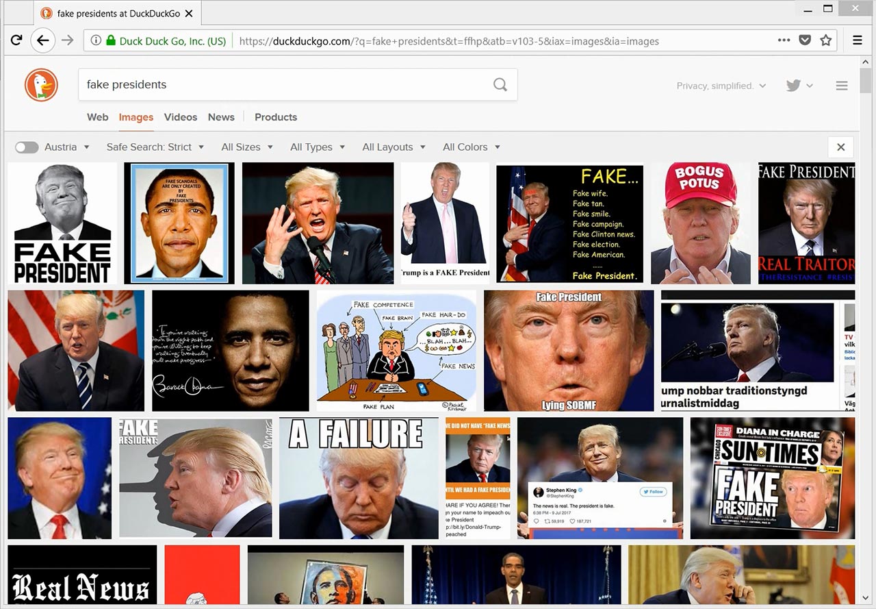 How to Hide Fake Presidents Supposed by a Search Engine from Observer’s Eyes and How Search Engine Brings Them Back
